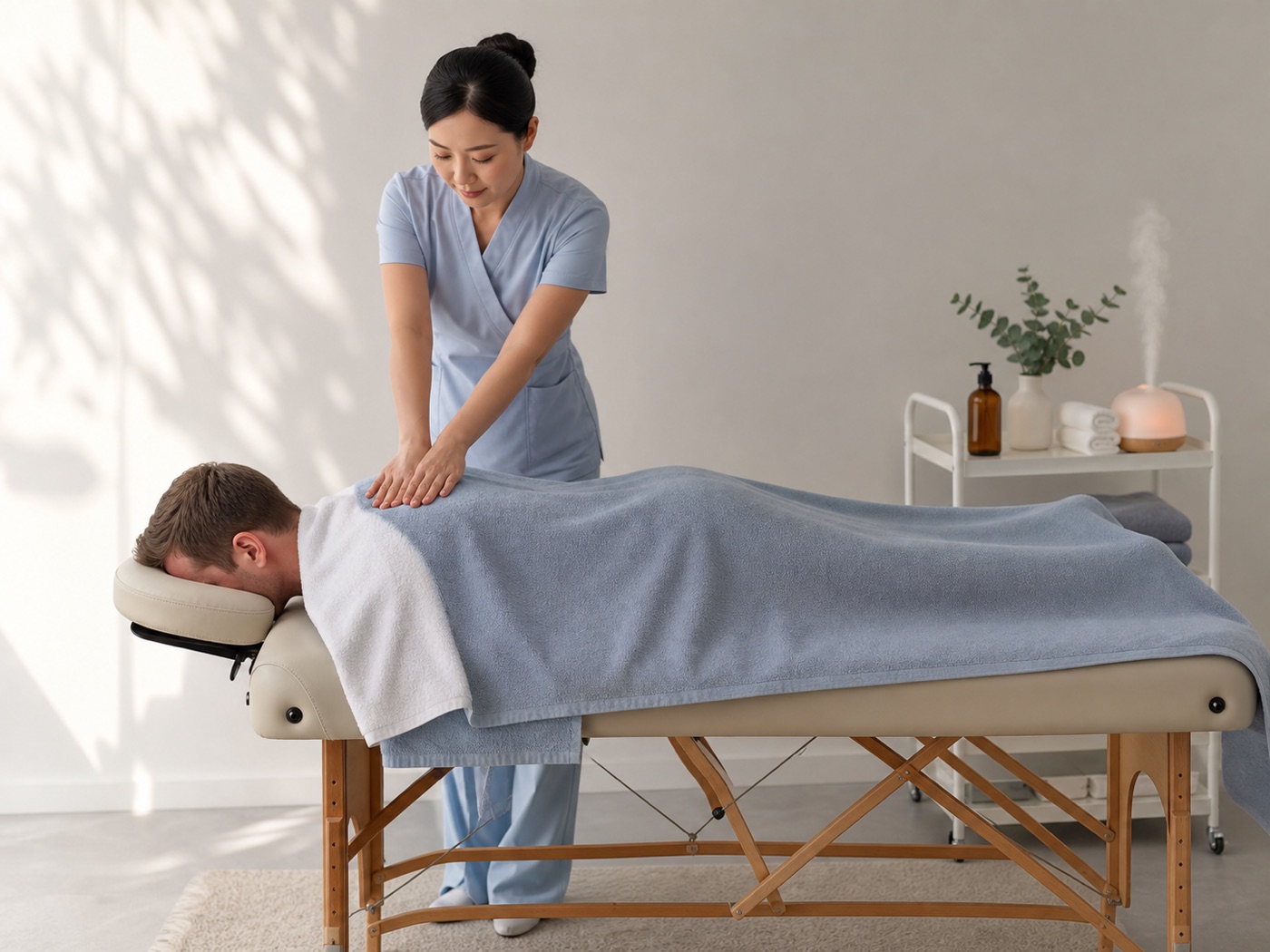 Illustration d'une séance de massage bien-être pour homme